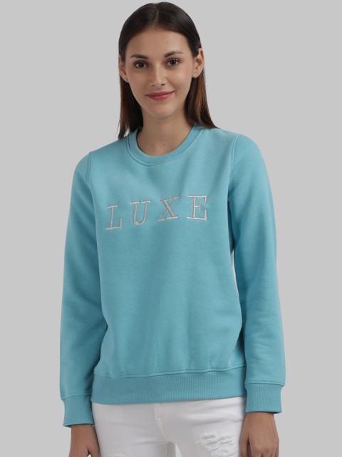 

Parx Women Blue Embroidered Sweatshirt