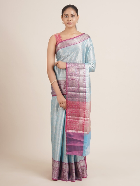

Pothys Blue & Pink Woven Design Zari Tissue Saree