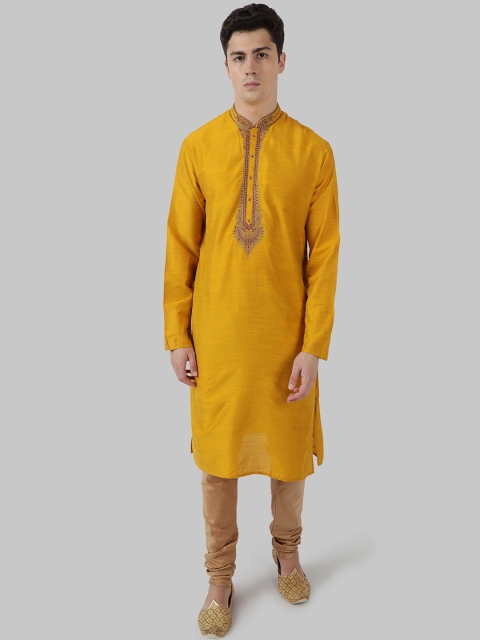 

Ethnix by Raymond Men Yellow Yoke Design Kurta