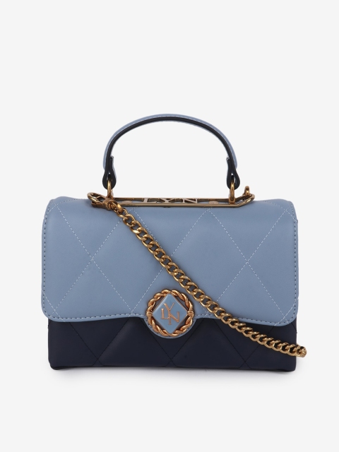 

LYN Blue Colourblocked & Quilted Satchel