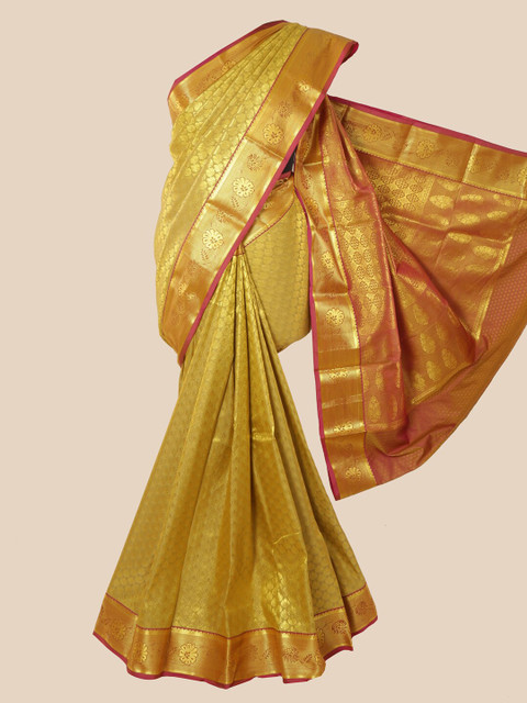 

Pothys Gold-Toned Woven Design Pure Silk Kanjeevaram Saree