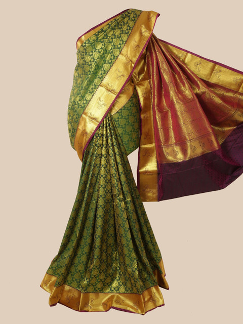 

Pothys Green Woven Design Zari Pure Silk Kanjeevaram Saree