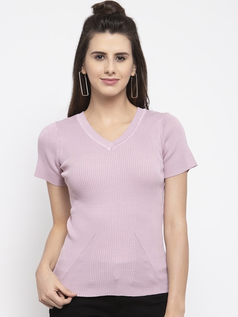 

Global Republic Pink Striped V-Neck Fitted Top
