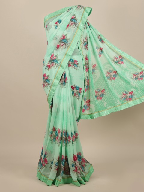 

Pothys Green & Pink Ethnic Motifs Zari Saree