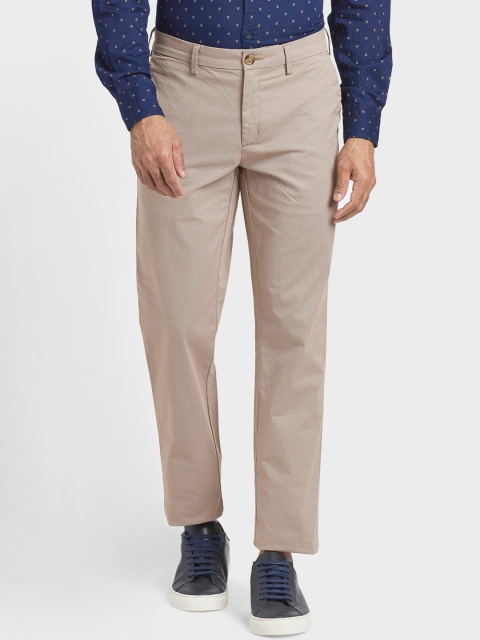 

ColorPlus Men Khaki Textured Regular Trousers