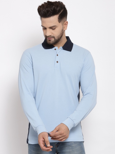 

Kalt Men Blue Solid Polo Collar T-shirt