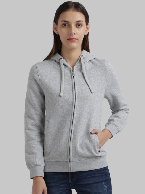 

Parx Women Grey Melange Solid Hooded Sweatshirt