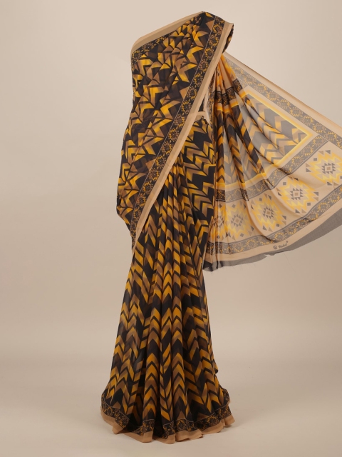 

Pothys Black & Yellow Printed Saree
