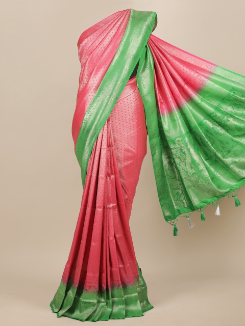

Pothys Pink & Green Woven Design Jute Silk Saree