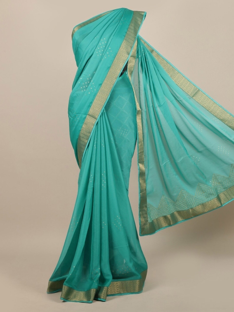 

Pothys Sea Green & Golden Ethnic Motifs Saree