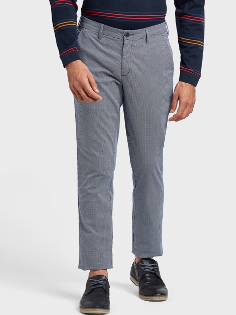 

ColorPlus Men Navy Blue Textured Regular Trousers