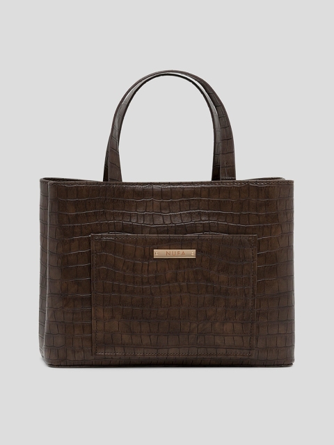 

NUFA Brown Textured Structured Handheld Bag