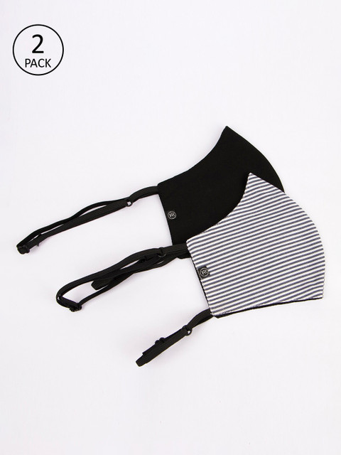 

FableStreet Unisex Pack Of 2 2-Ply Reusable Cloth Masks, Black