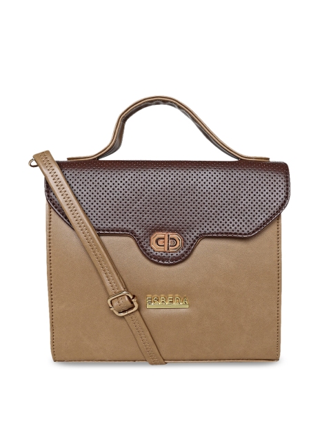 

ESBEDA Beige & Brown Colourblocked Satchel