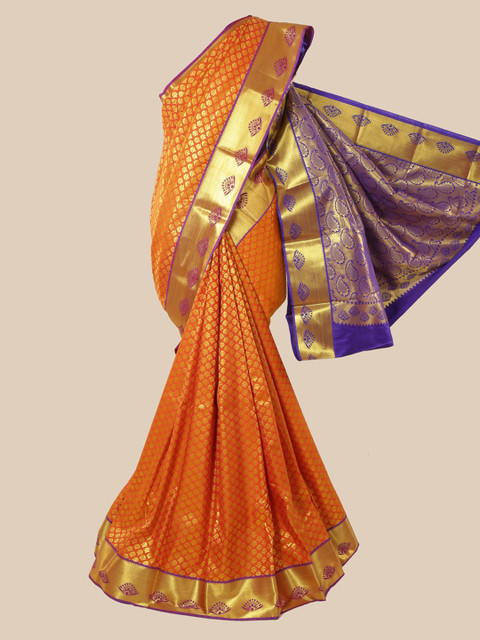 

Pothys Orange Woven Design Pure Silk Kanjeevaram Saree