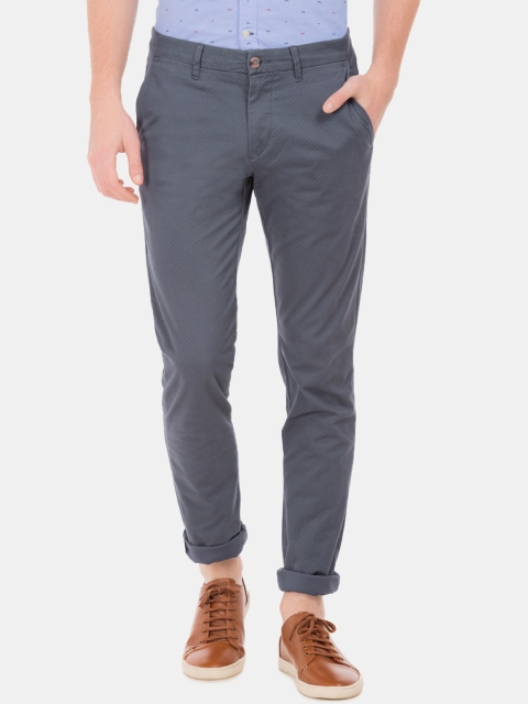 

U S Polo Assn Men Grey Printed Slim Fit Chinos Trousers