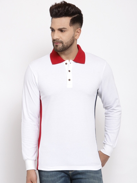 

Kalt Men White Solid Polo Collar T-shirt