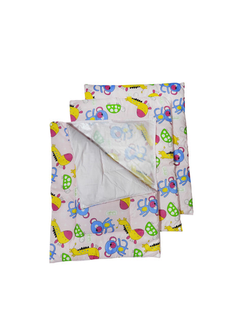 

PINKBUNNY Infant Kids Set Of 4 Pink & Yellow Giraffe Printed Sleeping Bed Matts