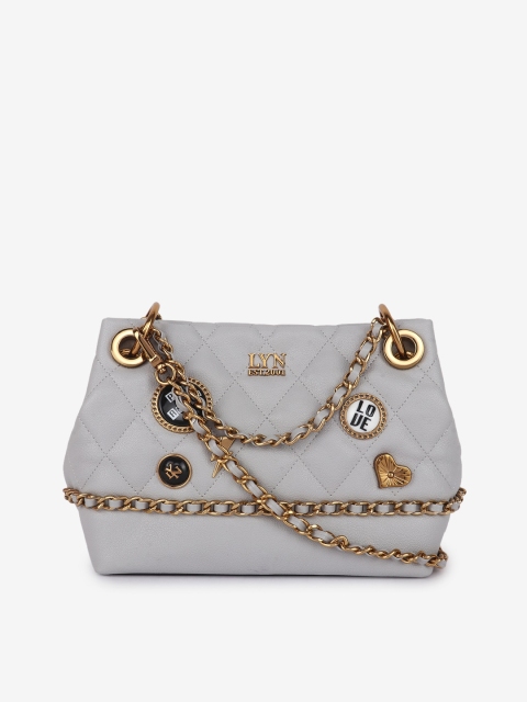 

LYN Grey Embellished & Quilted Handheld Bag
