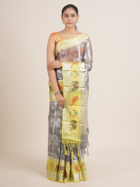 

Pothys Grey Woven Design Tissue Saree