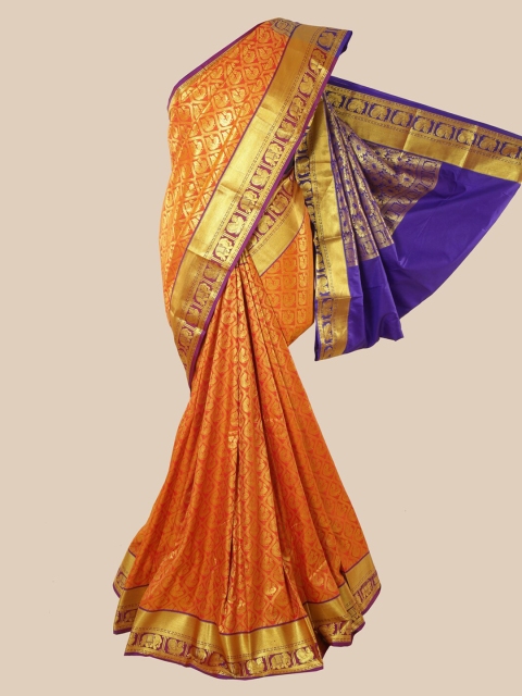 

Pothys Orange Woven Design Zari Pure Silk Kanjeevaram Saree