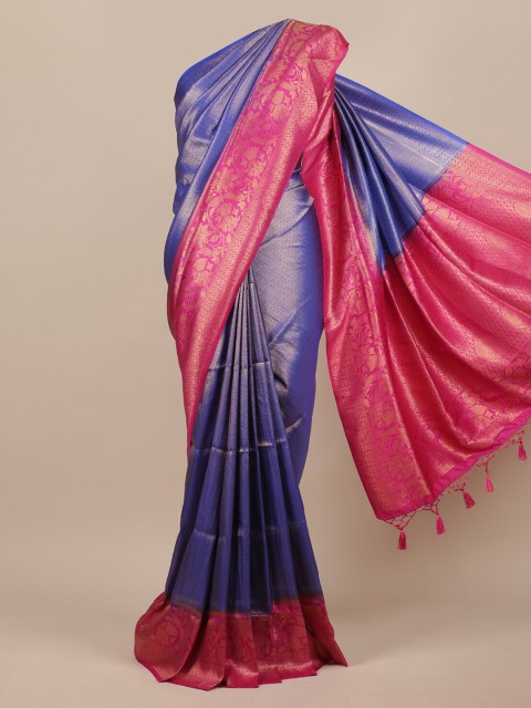 

Pothys Blue & Pink Woven Design Jute Silk Saree