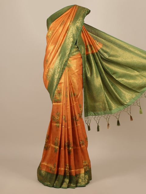 

Pothys Orange Woven Design Jute Silk Saree