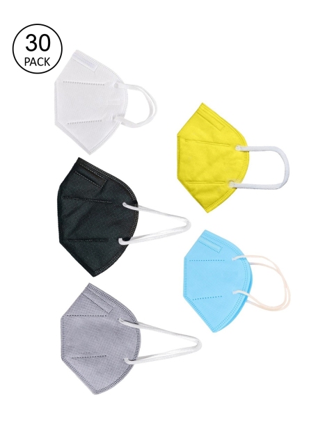 

OOMPH Unisex Pack Of 30 5-Ply Reusable Anti-Pollution KN95 Masks, Yellow