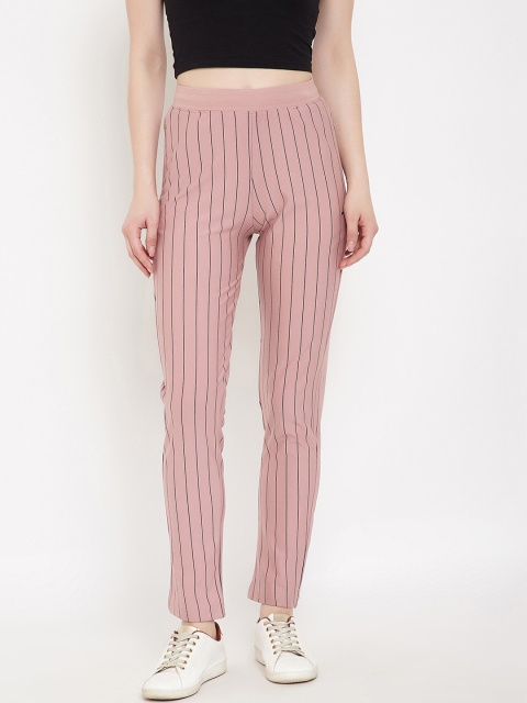 

Okane Women Pink & Black Striped Track Pants