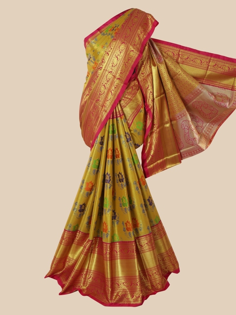 

Pothys Gold-Toned & Pink Ethnic Motifs Zari Pure Silk Saree