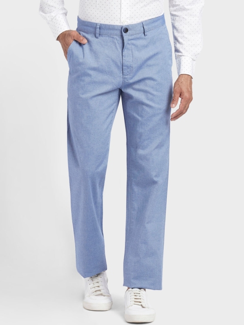 

ColorPlus Men Blue Tapered Fit Cotton Regular Trousers
