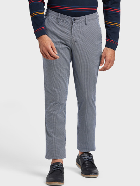 

ColorPlus Men Navy Blue Textured Regular Trousers