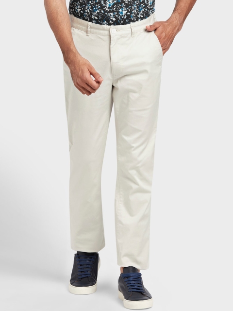 

ColorPlus Men Cream Tapered Fit Regular Trousers