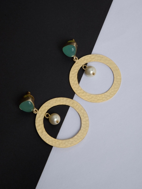 

INDYA Green Contemporary Drop Earrings