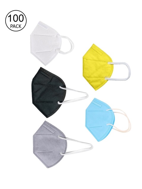 

OOMPH Unisex Pack Of 100 Solid 5-Ply Reusable Anti-Pollution 200 GSM KN95 Masks, Yellow