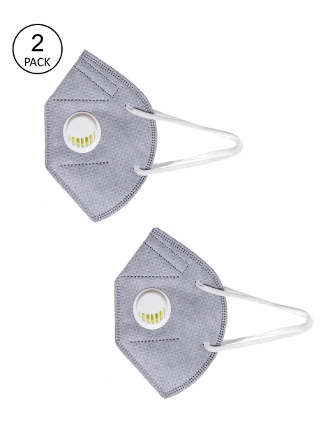 

OOMPH Unisex Pack Of 2 Solid 5-Ply Reusable Anti-Pollution KN95 Masks, Grey