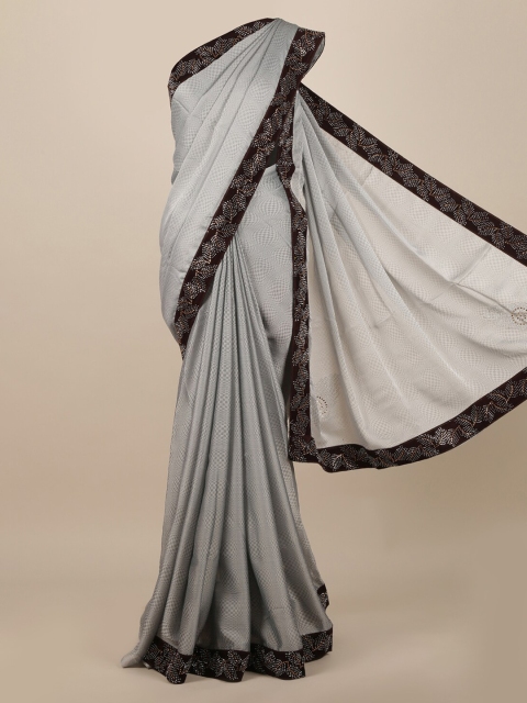 

Pothys Grey Printed Poly Chiffon Saree
