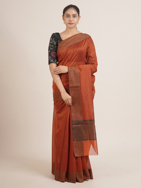 

Pothys Rust Ethnic Motifs Saree Chanderi