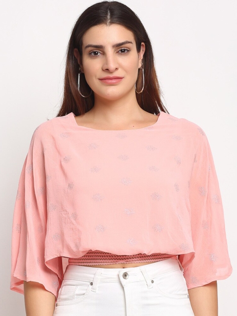 

Global Republic Pink Flutter Sleeve Regular Crop Top