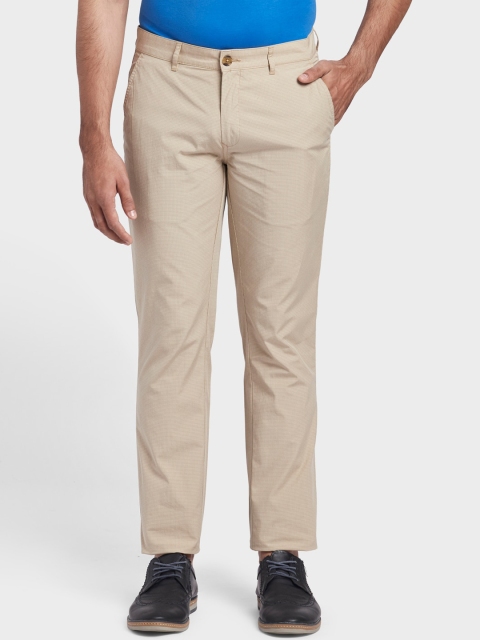 

ColorPlus Men Khaki Checked Regular Trousers