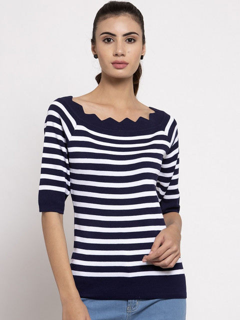 

Global Republic Navy & White Striped Regular Top, Navy blue