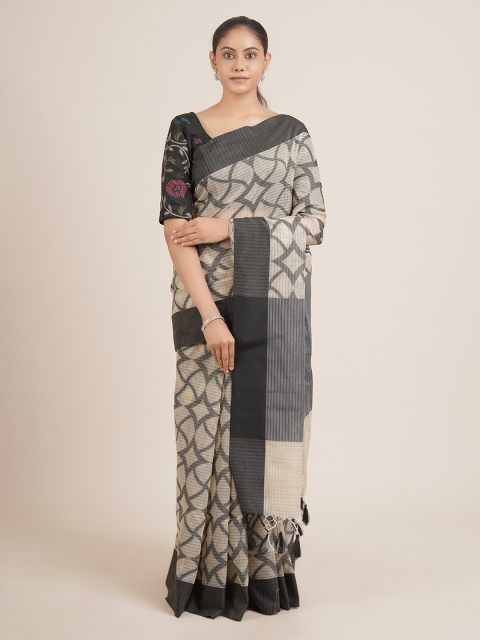 

Pothys Cream-Coloured Supernet Saree