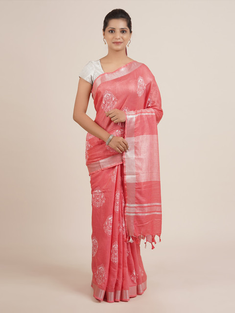 

Pothys Coral Printed Pure Linen Saree