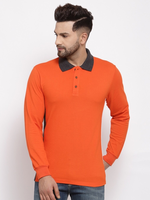 

Kalt Men Orange Solid Polo Collar T-shirt