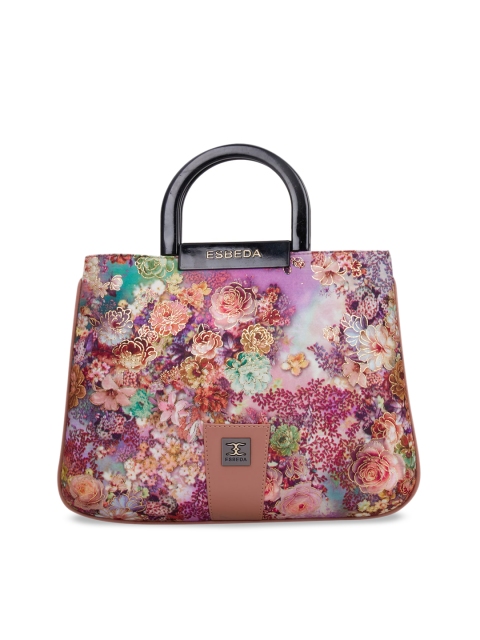

ESBEDA Pink Floral Printed Suede Handheld Bag