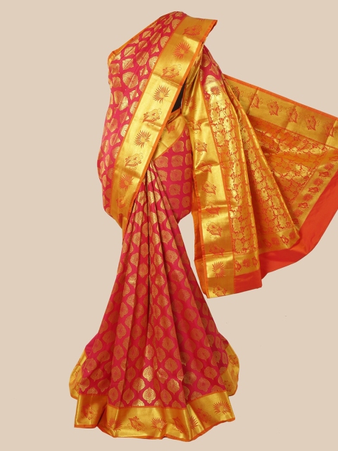 

Pothys Pink & Gold Woven Design Zari Pure Silk Kanjeevaram Saree