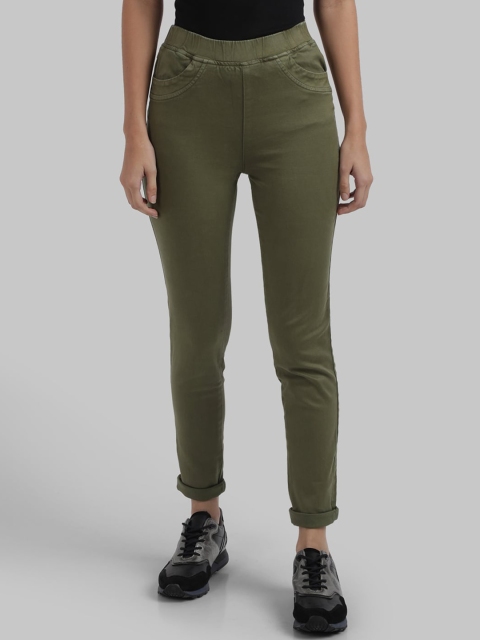 

Parx Women Olive Green Regular Fit Solid Denim Jeggings