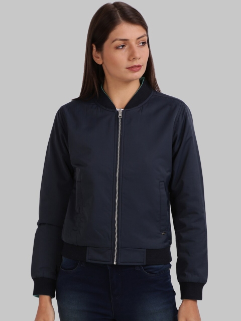 

Parx Women Blue Crop Bomber Jacket