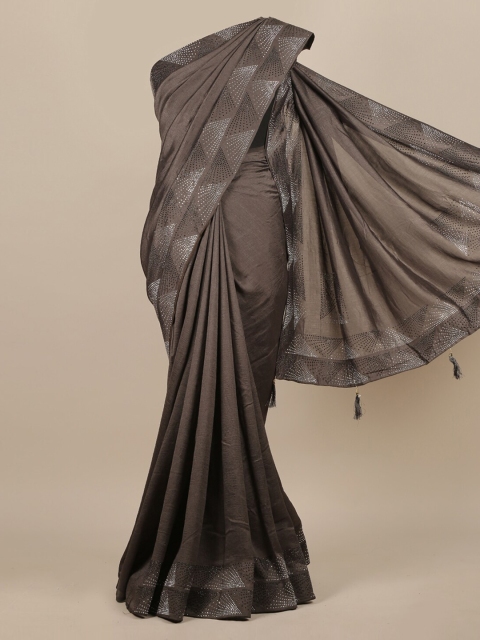 

Pothys Grey & White Beads and Stones Jute Silk Saree