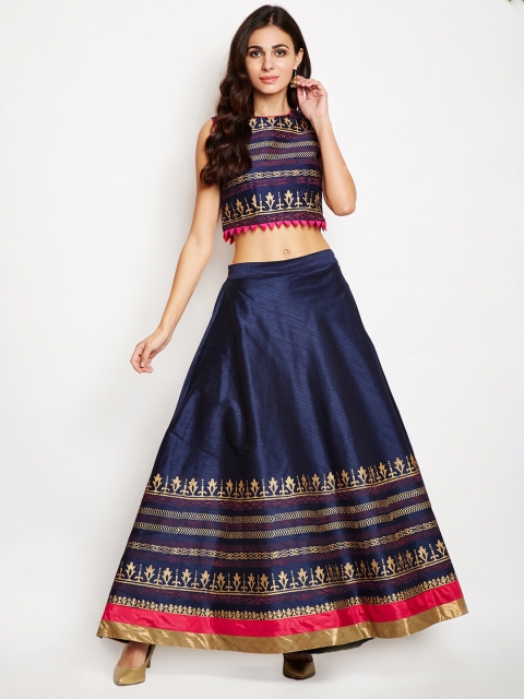 studio rasa Navy Blue Ready to Wear Lehenga with Blouse